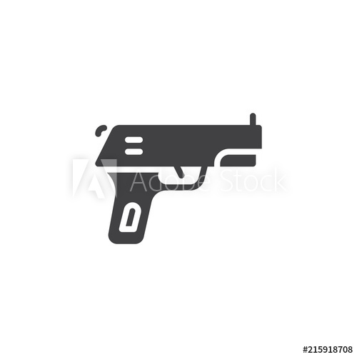 500x500 Gun Pistol Vector Icon. Filled Flat Sign For Mobile Concept And