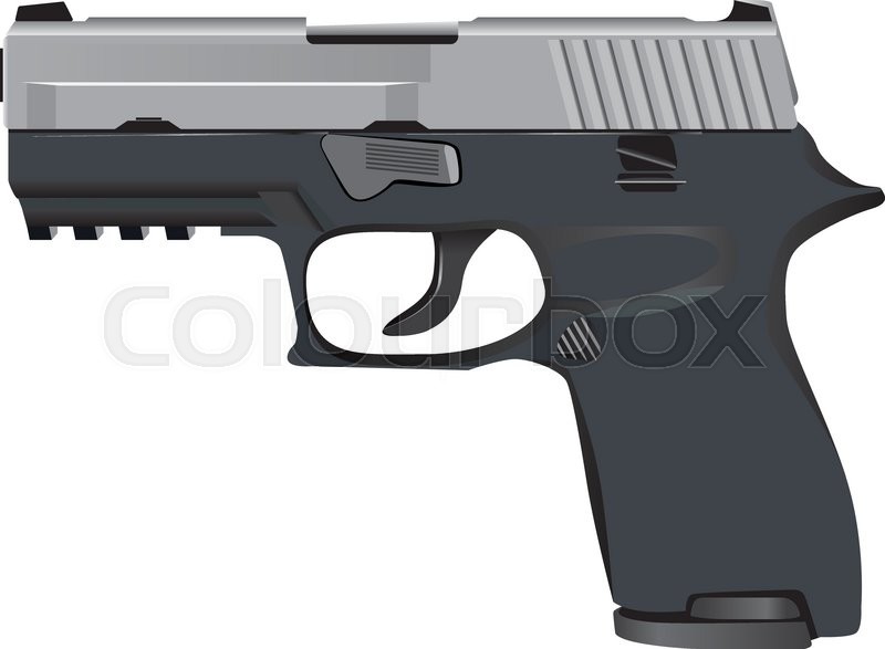 800x587 The Modern Model Of Tactical Pistol. Vector Illustration. Stock
