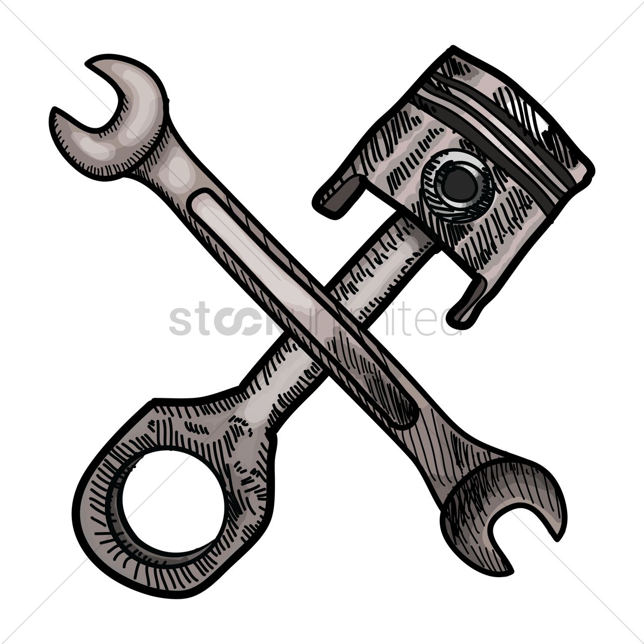 1300x1300 Piston And Spanner Vector Image