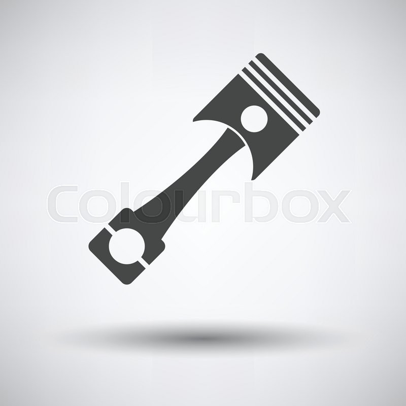 800x800 Car Motor Piston Icon On Gray Background, Round Shadow. Vector