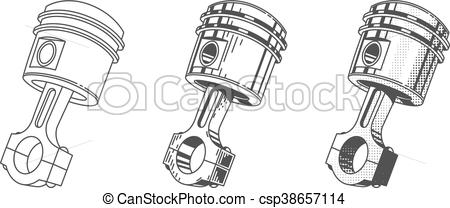 450x208 Metallic Gear Piston Car Engine Part Set Of Vector Illustrations