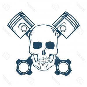 300x300 Photostock Vector Skull And Pistons T Shirt Graphic Vector