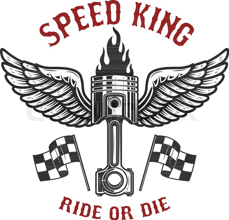 800x767 Speed King. Car Piston With Wings. Design Element For Poster, Card