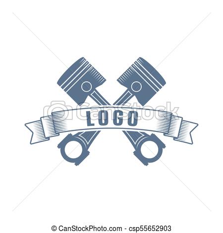 450x470 Vector Pistons Logo. Simple Monochrome Vector Logo With A Pistons