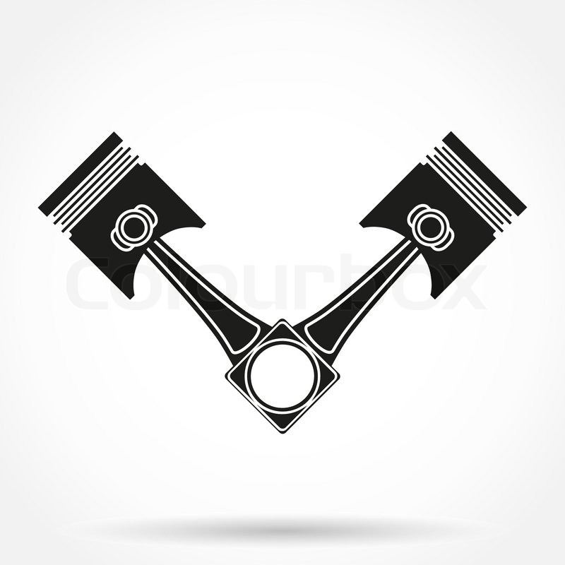 800x800 Silhouette Symbol Of Car Engine Pistons. Vector Illustration