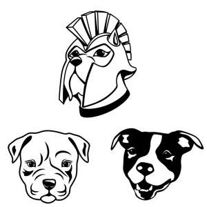 300x300 Pitbull Dog Warrior Pack Cuttable Design Cut File. Vector, Clipart