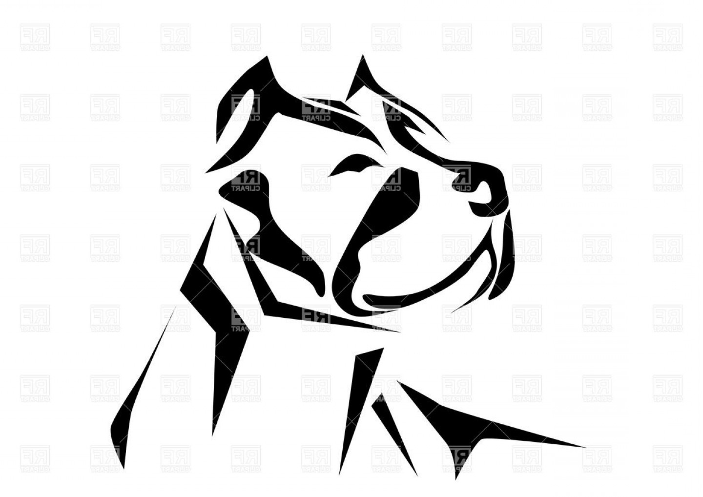 1440x1018 Pitbull Head Ink Drawing Style Vector Clipart Shopatcloth