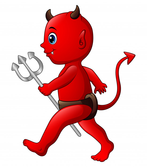 626x707 Little Red Devil With Pitchfork Vector Premium Download