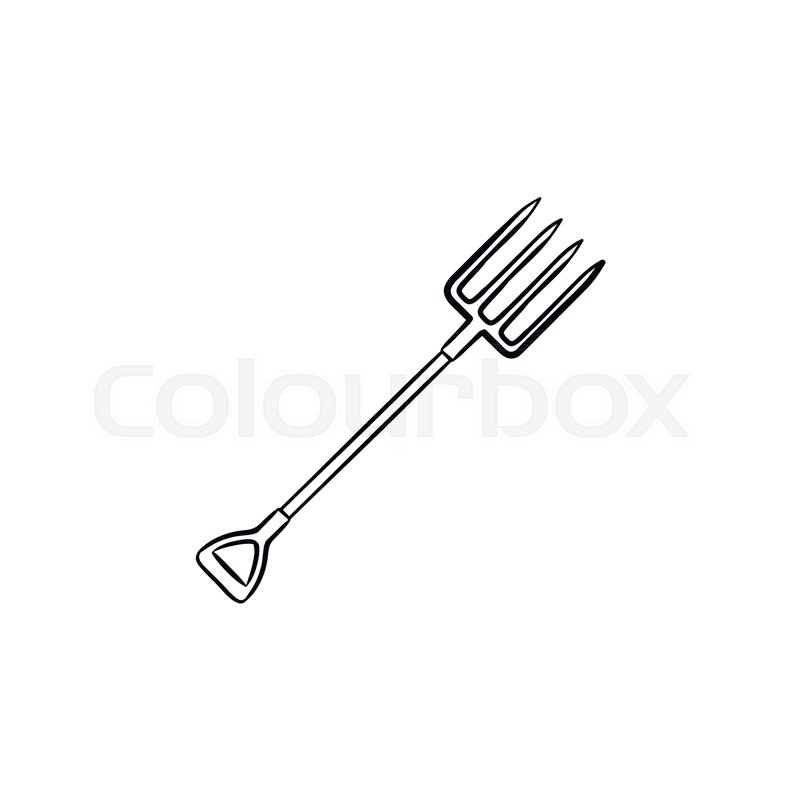 800x800 Pitchfork Hand Drawn Outline Doodle Icon. Agricultural Equipment