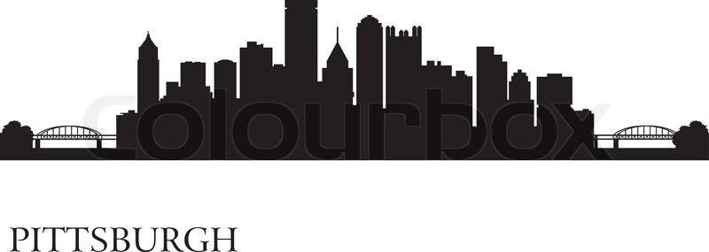 800x285 Pittsburgh City Skyline Silhouette Background. Vector Illustration