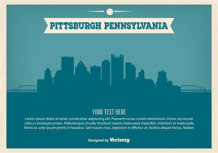 700x490 Vintage Style Pittsburgh Skyline Illustration Ai Format Free