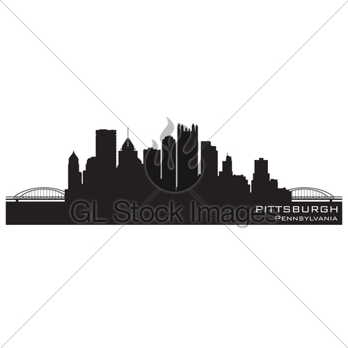 500x500 Pittsburgh, Pennsylvania Skyline. Detailed Vector Silhouette Gl