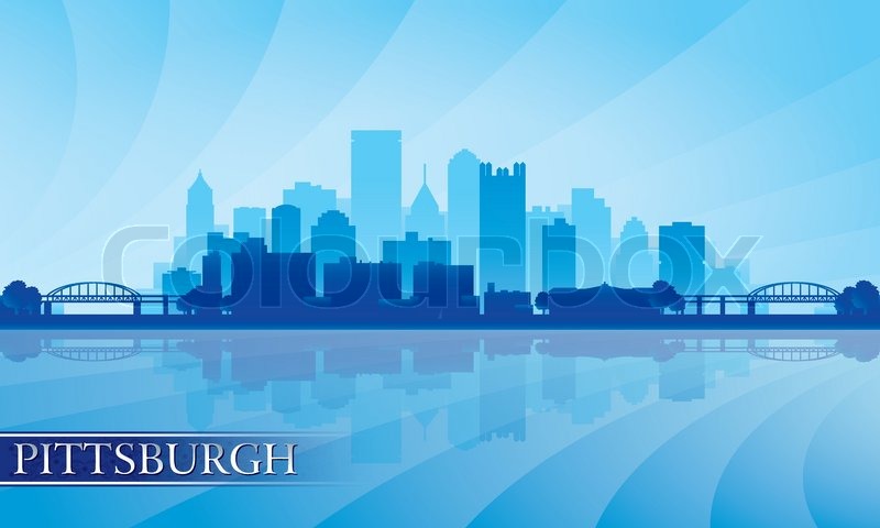 800x480 Pittsburgh City Skyline Silhouette Background Stock Vector