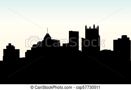 450x311 Pittsburgh Silhouette City. Skyline Silhouette Of The Downtown Of