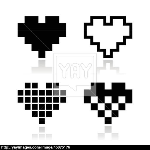 512x512 Pixel Heart Vector Icons Set