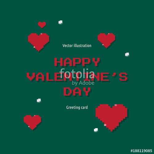 500x500 It Happy Valentines Day Greeting Card, Pixel Heart. Vector