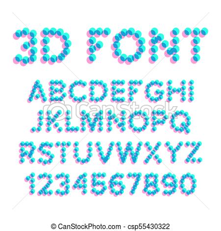 450x470 3d Effect Pixel Stereo Font Vector. Distortion Numerals And
