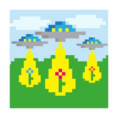 473x473 Pixel Vector Landscape With Ufo Posters By Droidworker