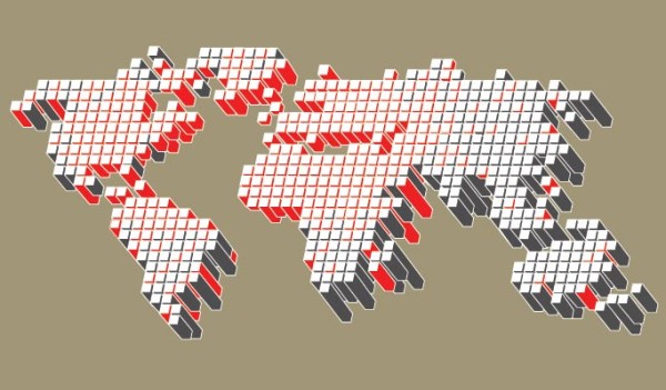 600x351 Pixelated World Map Vector