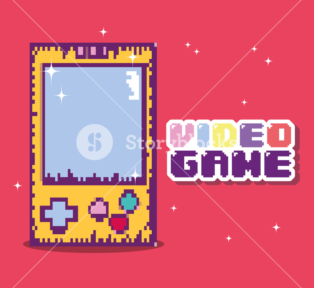 1000x918 Retro Videogame Console Pixelated Cartoon Vector Illustration