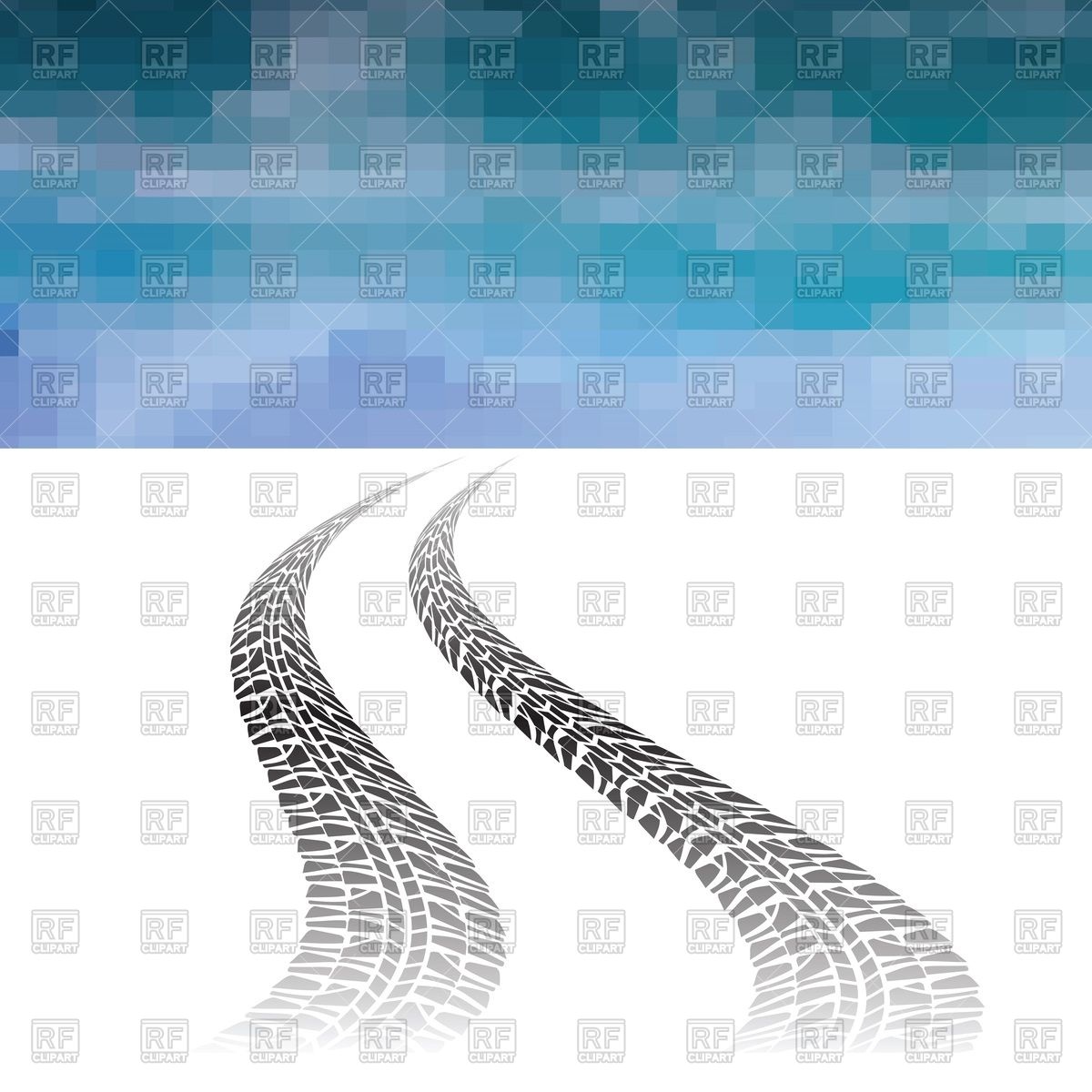 1200x1200 Tire Tracks On White Background With Pixelated Sky Vector Image