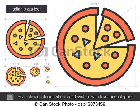 450x344 Italian Pizza Line Icon. Italian Pizza Vector Line Icon Isolated