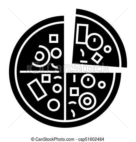 450x470 Pizza Icon, Vector Illustration, Black Sign On Isolated Background