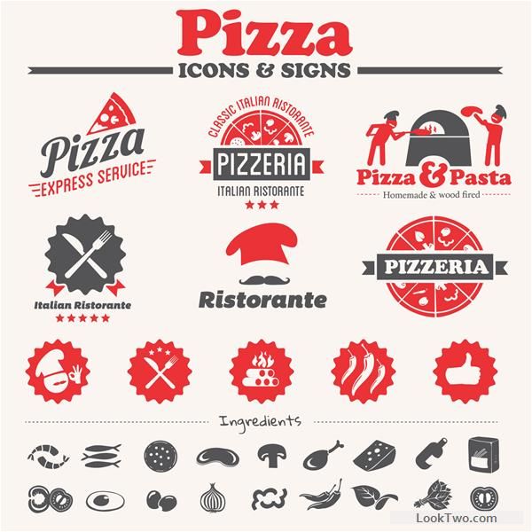 600x600 Vintage Pizza Icons With Logos Vector Free Vector Download Free