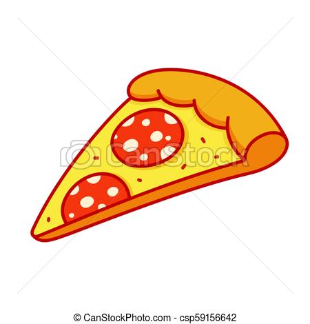 450x470 Pepperoni Pizza Slice Drawing In Cartoon Comic Style. Isolated