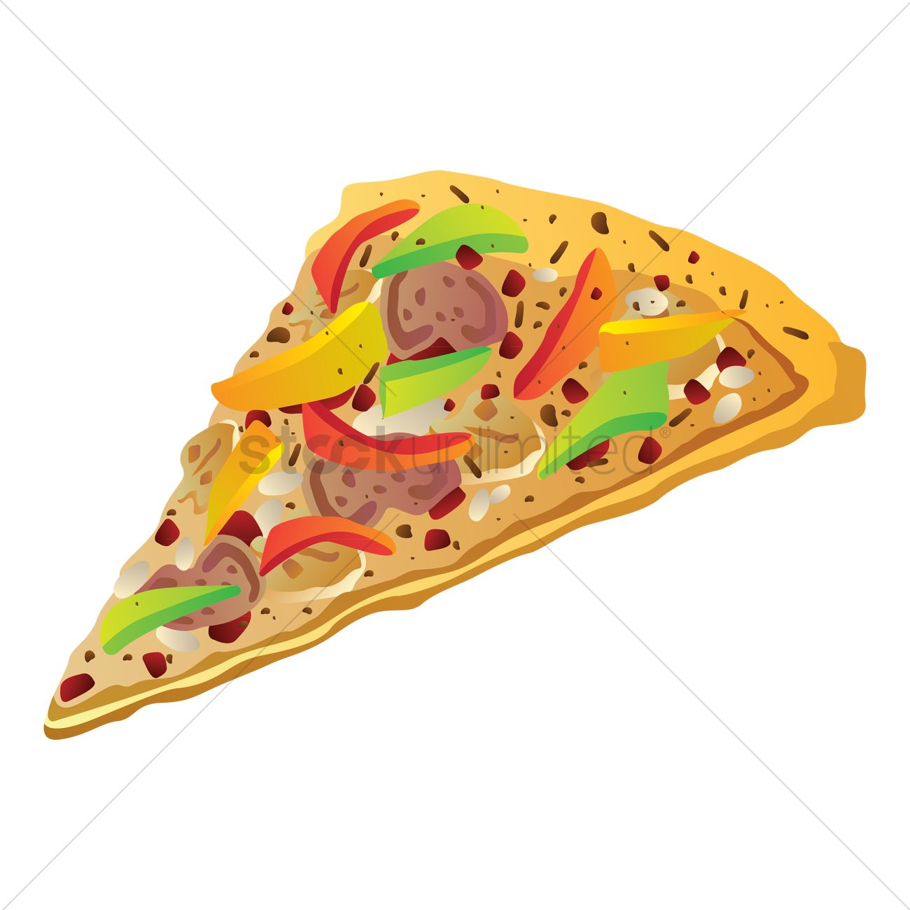 1300x1300 Vegetable Pizza Slice Vector Image