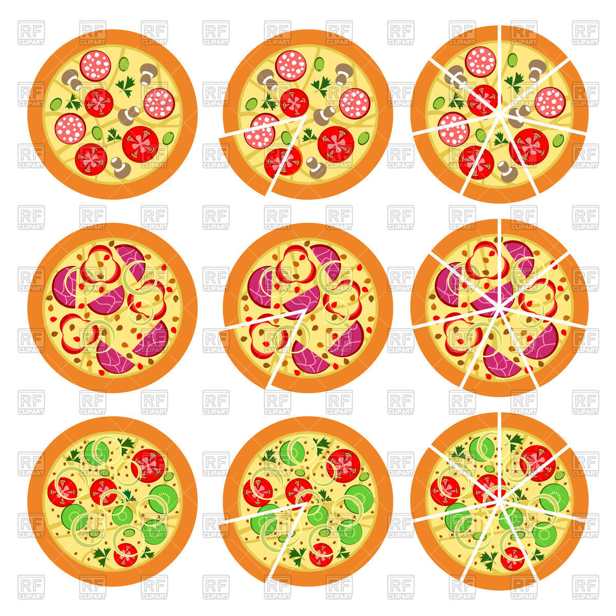 1200x1200 Set Of Pizza Vector Image Vector Artwork Of Food And Beverages