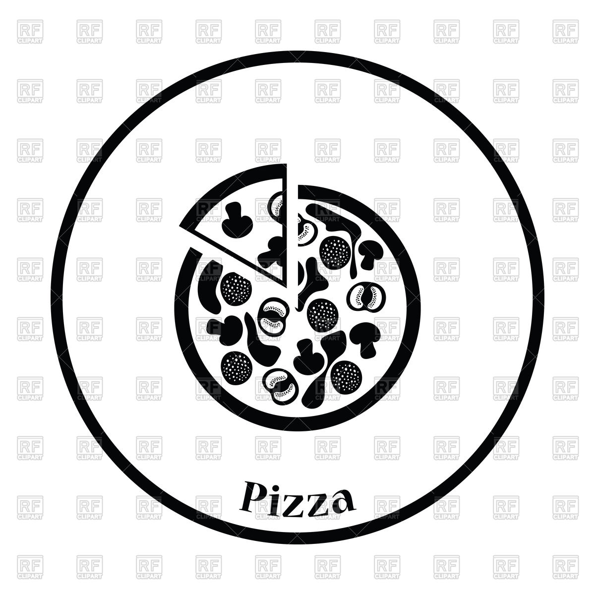 1200x1200 Thin Circle Design Of Pizza On Plate Icon Vector Image Vector