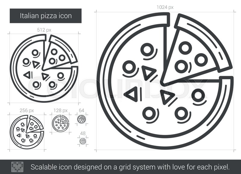 800x576 Italian Pizza Vector Line Icon Isolated On White Background
