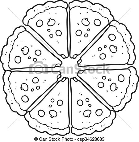 450x461 Freehand Drawn Black And White Cartoon Pizza Vector