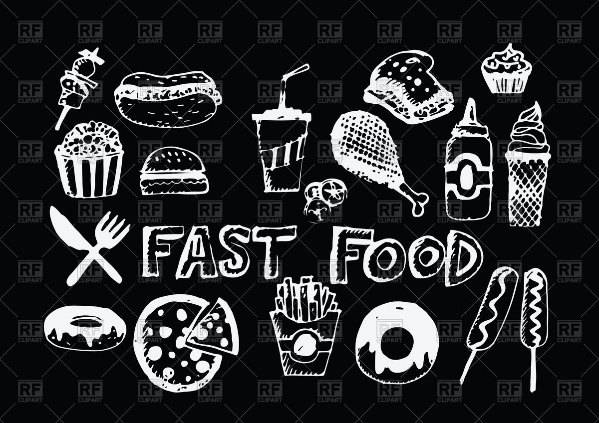 1200x848 Fast Food Background With Doughnut, Ice Cream, Burger And Pizza