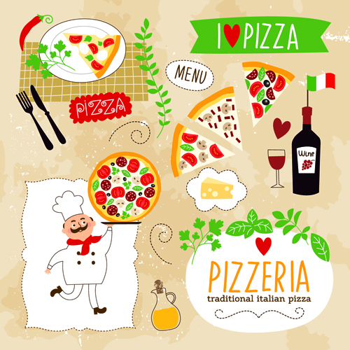 500x500 Creative Pizza Design Elements Vector 04 Free Download