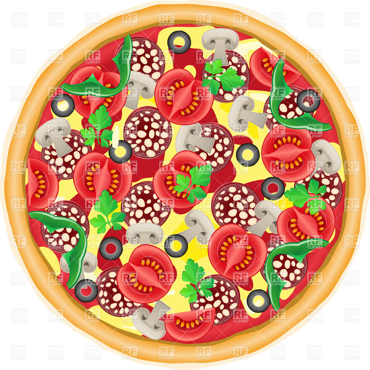 1199x1200 Whole Pie Pizza Top View Vector Image Vector Artwork Of Food And