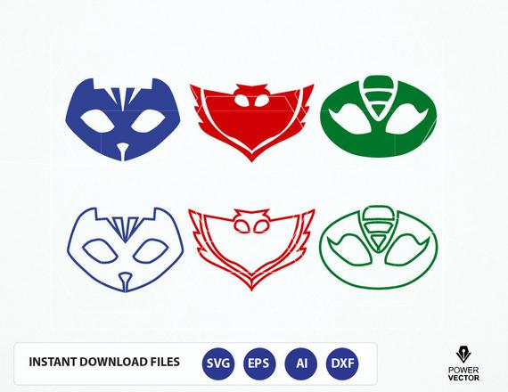 570x440 Pj Masks Svg Dxf Eps Cut Files Silhouette Cameo Designs Etsy