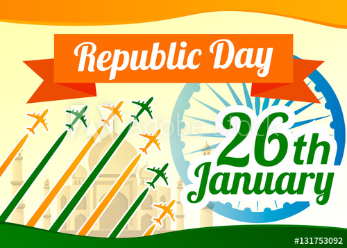 500x357 Happy Republic Day Of India 26 January. Web Banner, Poster