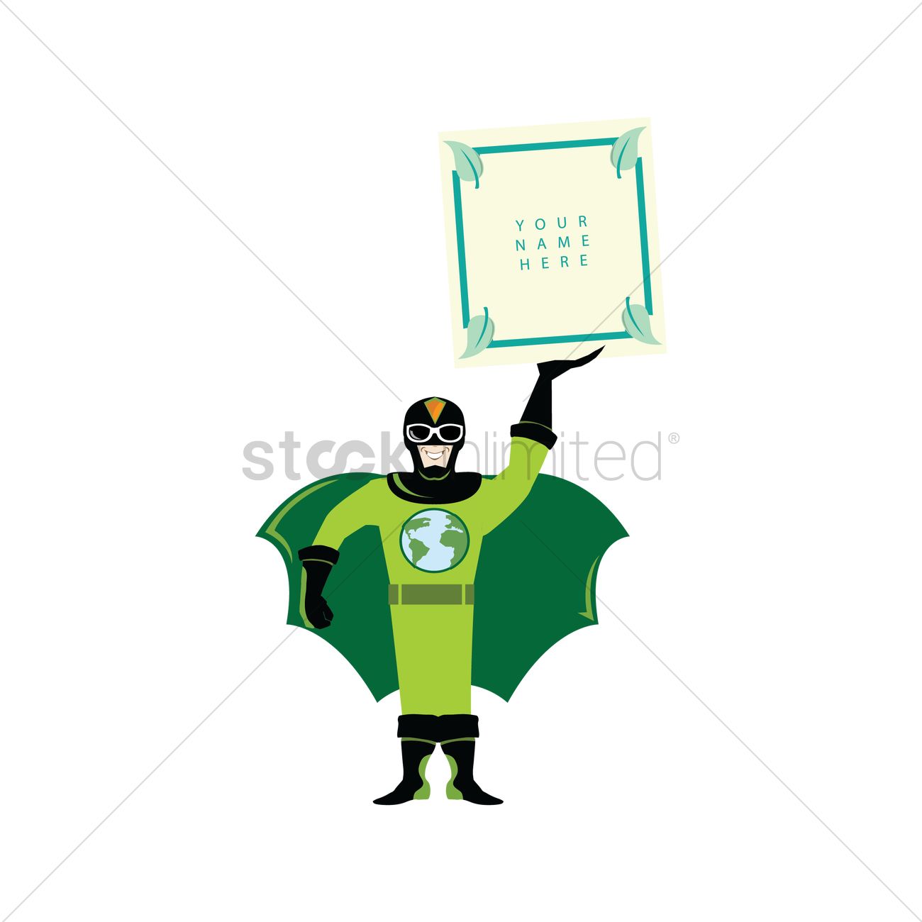 1300x1300 Superhero Holding Placard Vector Image