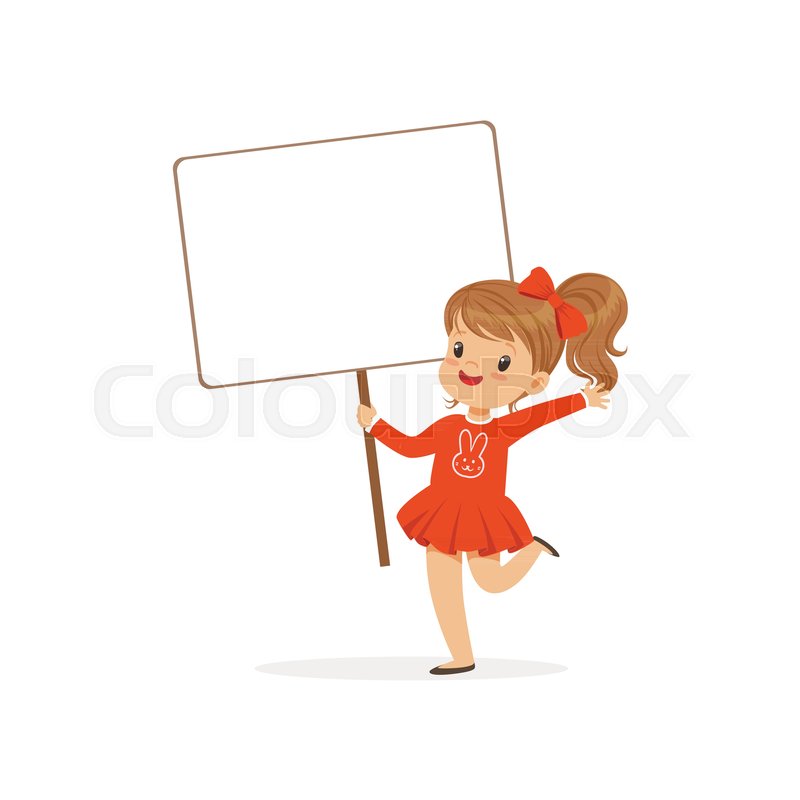 800x800 Sweet Girl Carrying Blank Signboard, Kid Standing With Placard