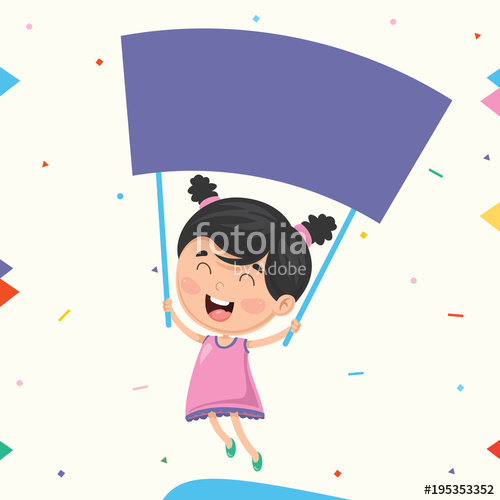 500x500 Vector Illustration Of Kid Holding Placard Stock Image And