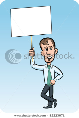 316x470 Cartoon Businessman With Blank Placard For Advertising Message