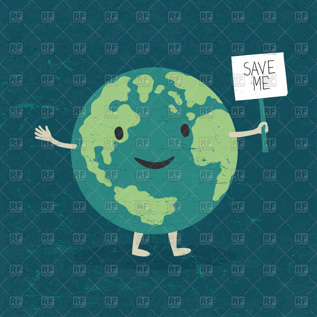 1200x1200 Cartoon Earth With Placard