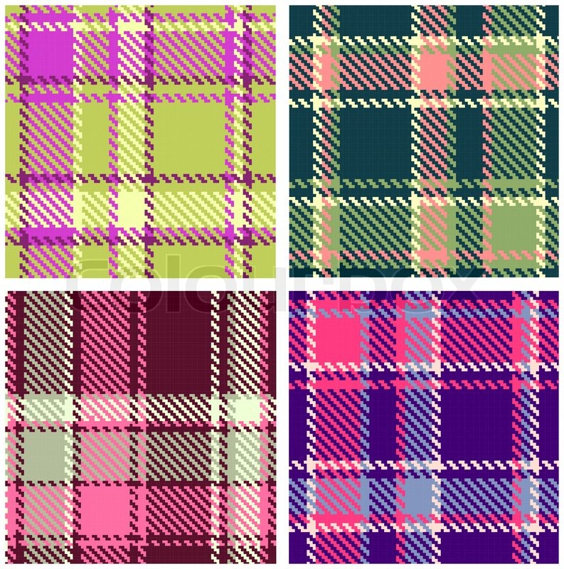 793x800 Set Of Seamless Checkered Vector Plaid Pattern Stock Vector