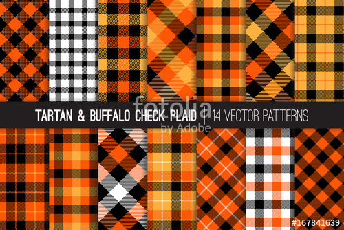 500x334 Halloween Tartan And Buffalo Check Plaid Seamless Vector Patterns