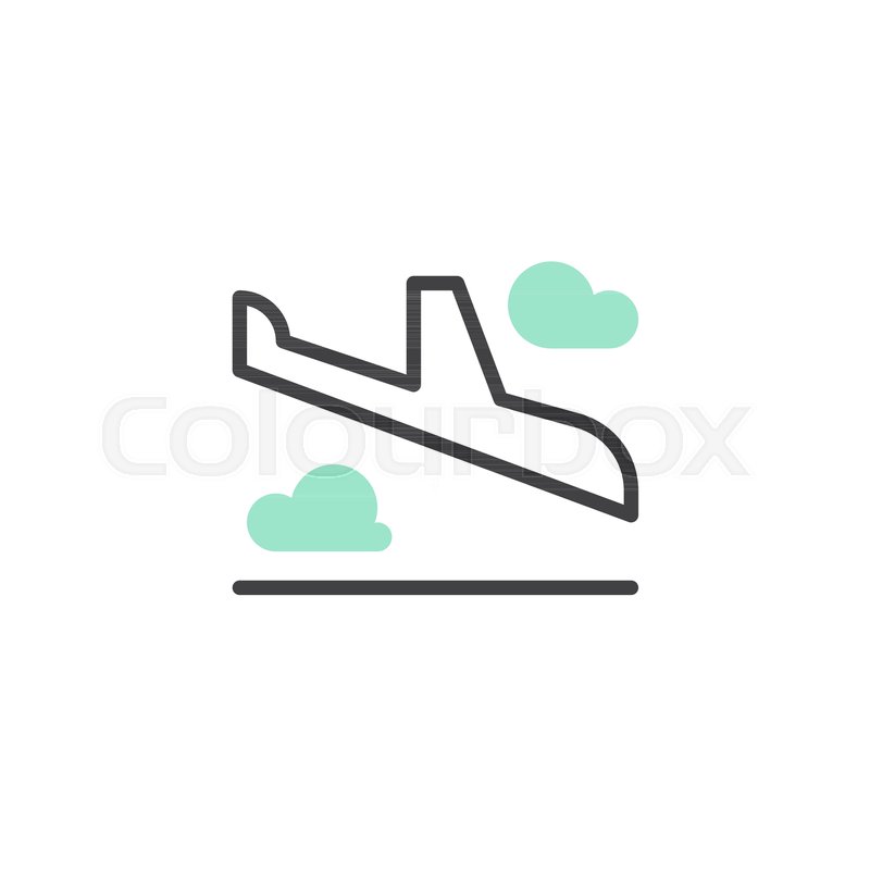 800x800 Landing Plane Icon Vector, Linear Flat Sign, Bicolor Pictogram