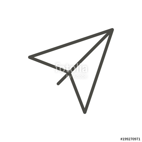 500x500 Paper Plane Icon Vector. Outline Airplane, Line Origami Plane