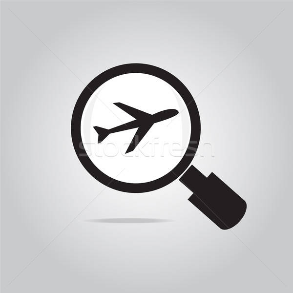 600x600 Magnifying Glass And Plane Icon Vector Illustration Kheat
