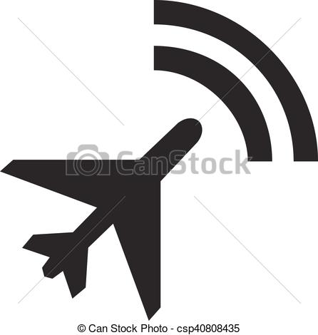 446x470 Airplane And Wifi Logo. Gps Navigation With Air Plane Icon Vector